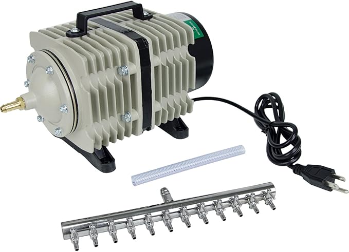 Hydrofarm Active Aqua AAPA110L 112W 1750 GPH Commercial Pond Hydroponics 12 Outlet Air Pump, Black