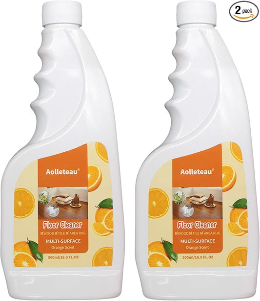 2 Pack Floor Cleaner Compatible with All Robot Vaccum and Mop, Wet Dry Vacuums, for Roborock, Tineco, Dreame, Shark, Bissell Mops, 16.9 FL.oz, Concentrate, Dilution Ratio 1:200, Orange Scent