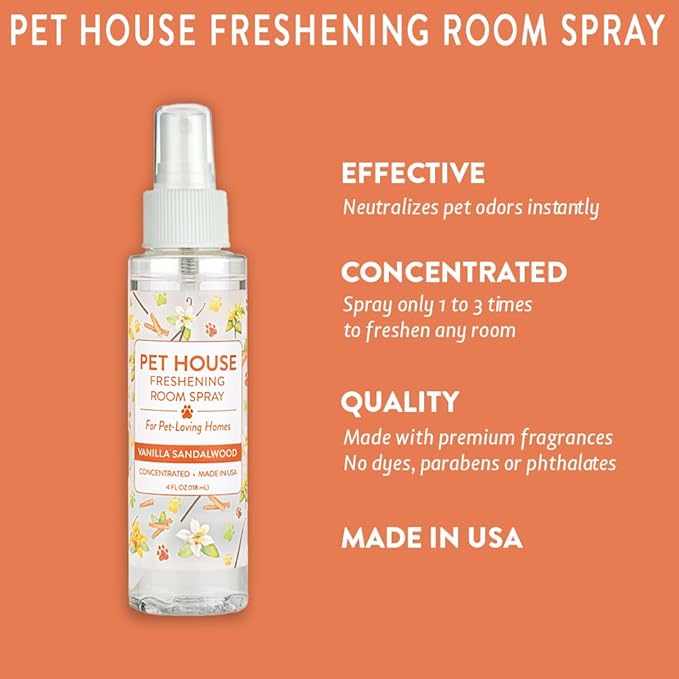 One Fur All Pet Air Freshener 4 OZ Concentrated Room Spray for Pet Odor, Vanilla Sandalwood, Pack of 1