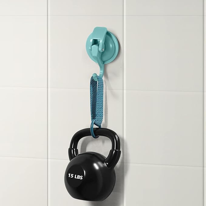 Heavy Duty Vacuum Suction Cup Hooks, Lake Blue Plated Polished Super Suction for Kitchen Bathroom, 1 Pack