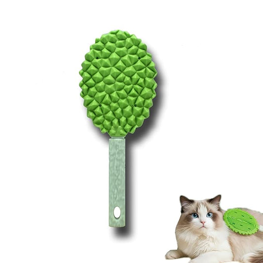 Cat Brush for Shedding Dog Brush Hair Cleaning Comb Bath Massage Tool for Shedding & Grooming, Remove Loose Hair, Durian Shape, Silicone Bristles (Green)