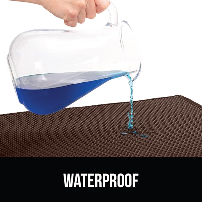 GORILLA GRIP Honeycomb Cat Litter Box Mat, Two Layer Trapping Waste Mats, Soft On Paws, Litter Box Supplies and Essentials for Indoor Cats, Traps Excess, Water Resistant for Floors, 30x24 Brown