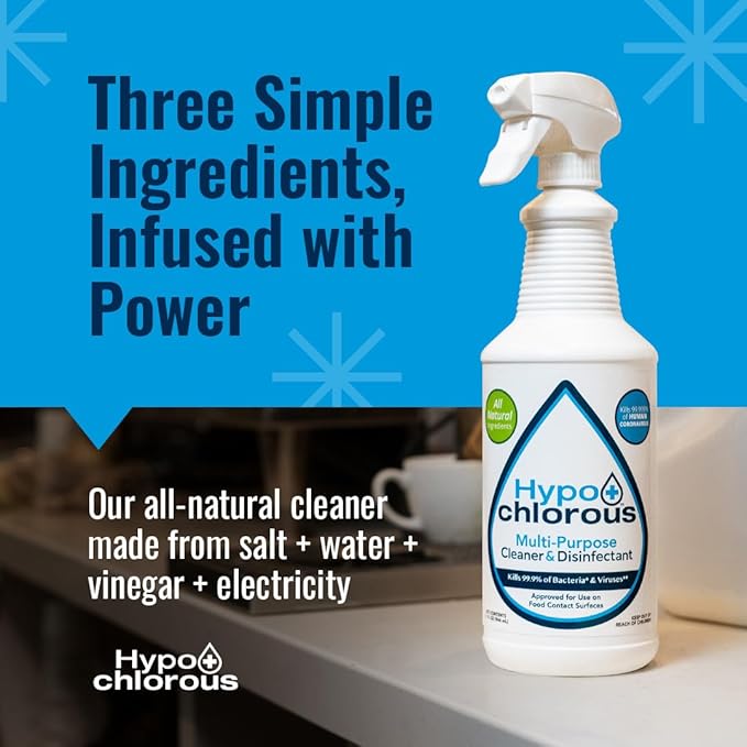 Hypochlorous Acid Spray For Home 32oz - Cleaner & Disinfectant – Safe for Kids & Pets – Multi-Purpose Hypochlorous Acid Cleaner – Eco-Friendly HOCl Spray