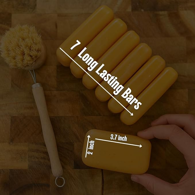 KELEBS 7 Big Dish Soap Bars | Citrus Essential Oil Formula | Natural Ingredients | Skin-Safe | Non-Toxic | Plastic-Free Packaging | Value Pack