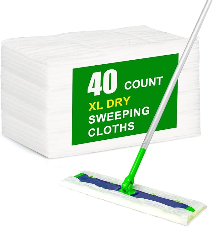 40 Count Dry Sweeping Cloths for Swiffer Sweeper XL Replacement - Disposable & Unscented Floor Dry Pads, Compatible with Swiffer Sweeper X-Large Mop (Streak-Free, Quick Clean)