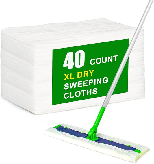 40 Count Dry Sweeping Cloths for Swiffer Sweeper XL Replacement - Disposable & Unscented Floor Dry Pads, Compatible with Swiffer Sweeper X-Large Mop (Streak-Free, Quick Clean)