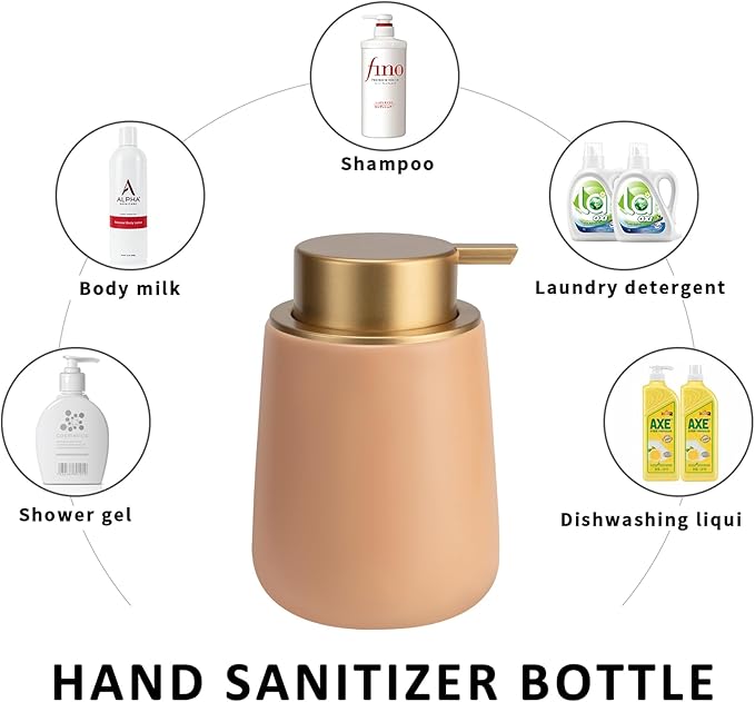 Soap Dispenser Ceramic with Easy-to-Press Pump Hand Lotion Liquid Dispenser for Shampoo Bathroom Kitchen 12 oz