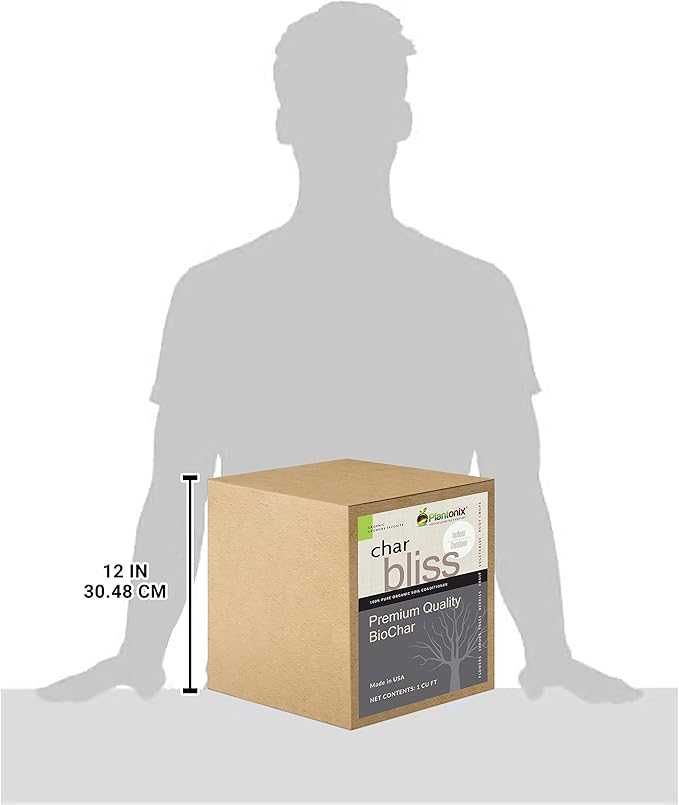 Char Bliss (1 Cubic Ft) - Organic Biochar for Plants - OMRI-Listed Biochar Soil Amendment Organic - Horticultural Charcoal for Plants, Gardening, & Potting Soil - 100% Natural and Renewable Bio Char