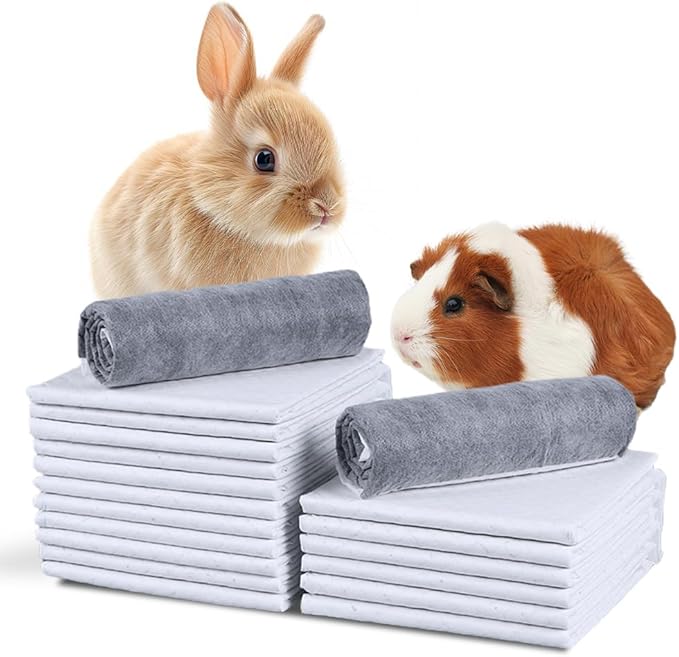 Guinea Pig Bedding,Disposable Guinea Pig Cage Liner,Odor Controlling Charcoal Pee Pads for Rabbit Bedding, Guinea Pigs,Rabbit,Chinchillas,Cats,Dogs and Small Animals(18"x13" ,50 Count)