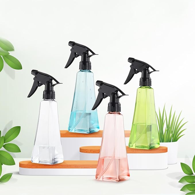 Spray Bottles (2-Pack, 12 Oz.) Mist/Stream, Plastic Water Spray Bottle for Hair, Plants, Cleaning, Cooking, BBQ, Pet - Empty Spray Bottles - Leak Proof - BPA-Free - Multicolor