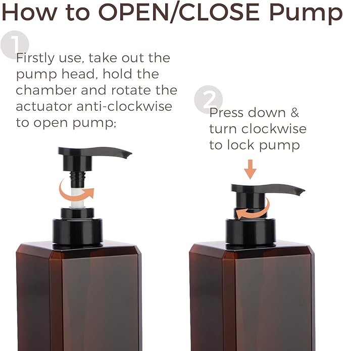 Suream 27oz Bathroom Countertop Soap Dispensers, Plastic Lotion Dispenser, Refillable Cosmetic Pump Dispensers, Square Bathroom Shower Containers for Shampoo, Body Wash, Hand Soap, Oil