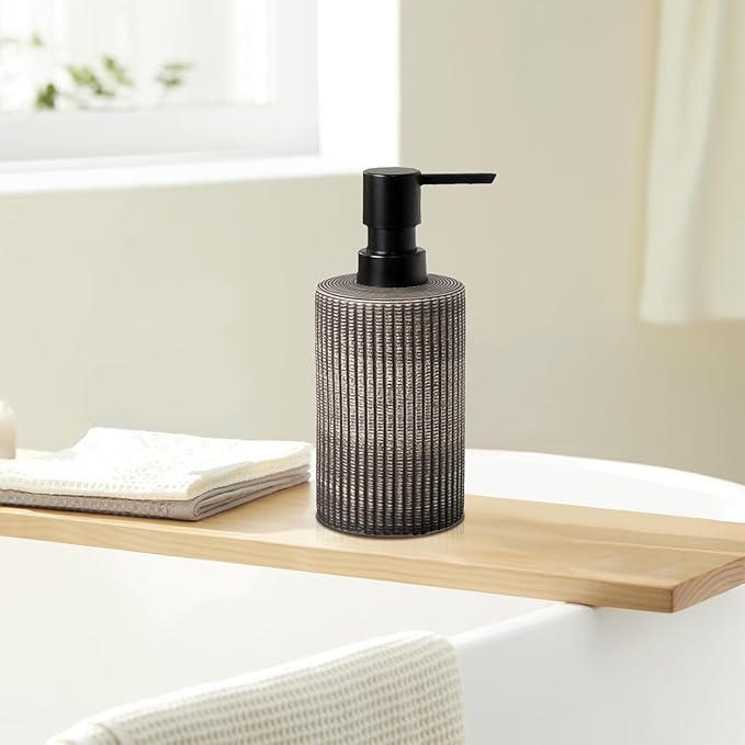 Comeon Ceramic Soap Dispenser for Shampoo, Dish Soap, Hand Soap，Conditioner，12 Oz Refillable Foam Pump Bottle Stainless Steel Pump Kitchen/Bathroom Décor (Deep Colour)