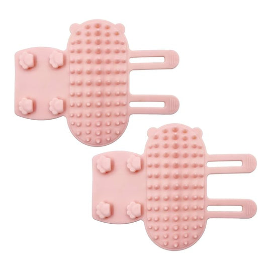 Cat Self Groomer Brush Adjustable Corner Cat Face Itch Scratching Brush Table Leg Silicone Self Massage Comb for Indoor Long and Short Haired Kitten Cats - 2 Pack (Pink)