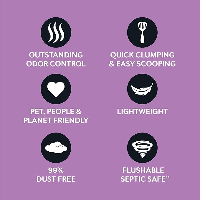 WORLD'S BEST CAT LITTER Multiple Cat Lavender Scented 8-Pounds - Natural Ingredients, Quick Clumping, Flushable, 99% Dust Free & Made in USA - Calming Fragrance & Long-Lasting Odor Control