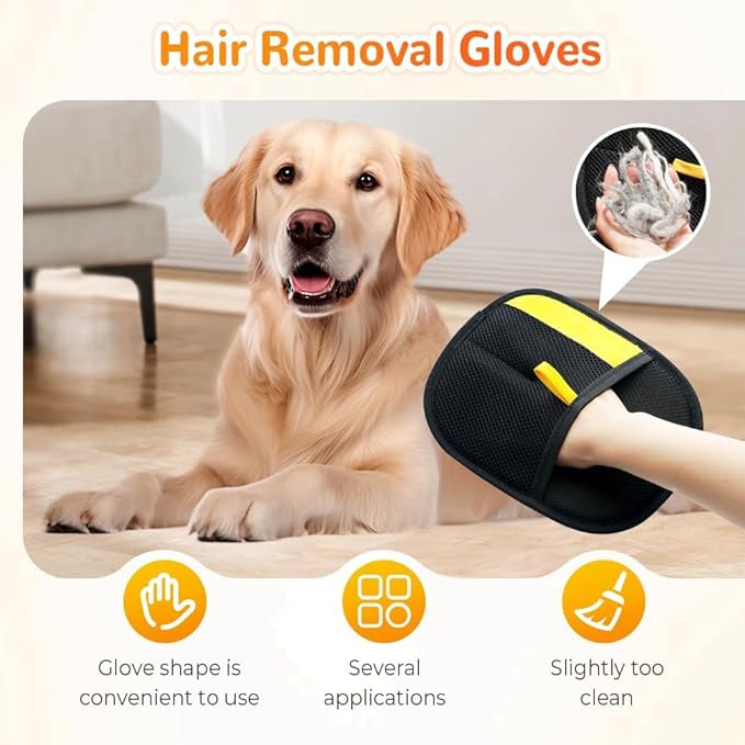 2PCS Electrostatic Gloves Pet Hair Removal, 2025 Reusable Dogs Cats Hair Remover Gloves for Furniture Sheets Clothes