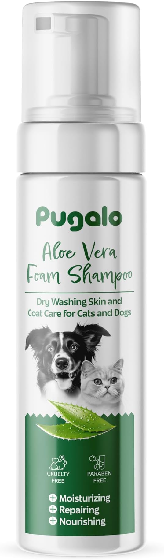Waterless Cat & Dog Shampoo with Aloe Vera – 200ml No-Rinse Foam Cleanser & Conditioner – Dry Shampoo for Smelly Pets