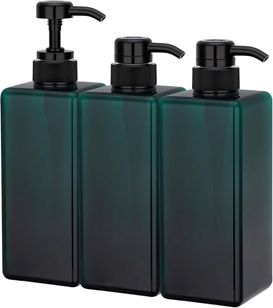Suream Shampoo Dispenser Bottle - 22oz/650ml, Plastic Body Lotion Bottles with Pump, 3Packs Large Capatity Empty Containers for Bathroom Shower, Lotion, Liquid Soap, Baby Care, Hand Care, Massage Oil