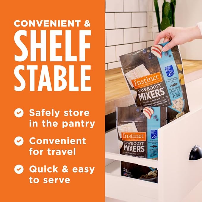 Instinct Raw Boost Mixers, Freeze Dried Dog Food Topper, Grain Free - Wild Caught Pollock, 12.5 oz. Bag