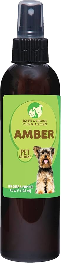 Showseason Bath & Brush Therapies® Amber Pet Cologne 4.5 oz. For Dogs | Long-Lasting Odor Eliminator | Cruelty-Free | Paraben-Free | Biodegradable and Non-Toxic | Made in The USA
