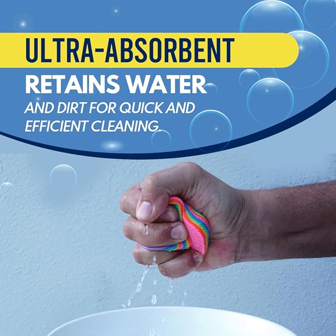 3 Pack 12-Layer Tearable Sponges, Multi-Layered PVA Microfiber Cleaning Pad – Ultra Absorbent, Reusable, Easy to Separate Layers – Ideal for Kitchen Cleaning and Household Surfaces