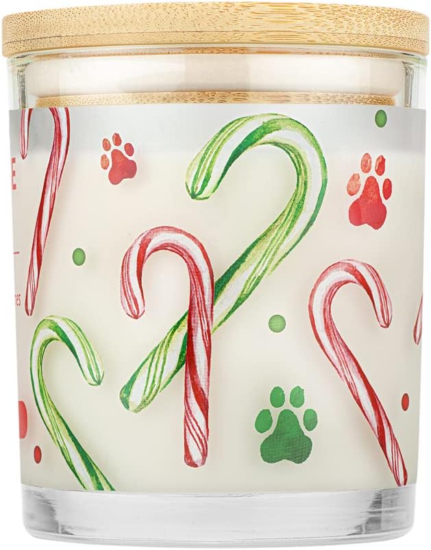 One Fur All Pet Candle 9 OZ Plant-Based Air Freshening Candle, Clean Burning and Long Lasting with a 60 Hour Burn Time - Candy Cane