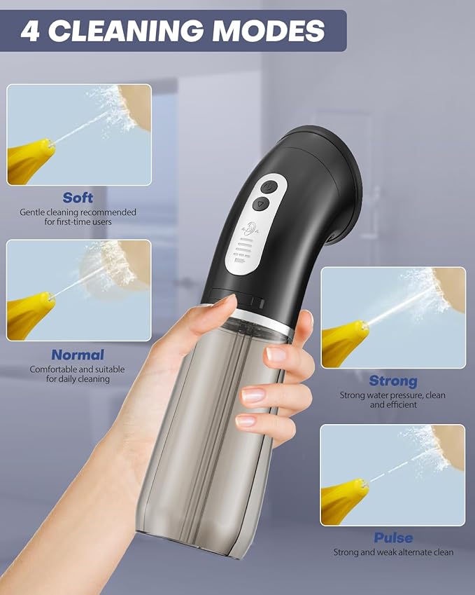 Upgraded Ear Wax Removal Kit, One Piece Waste Tank - Ear Irrigation Flushing System with 4 Modes & 8 Nozzles - IPX7, Safe and Effective Electric Ear Cleaner for Family Use, Type-C (Gray)