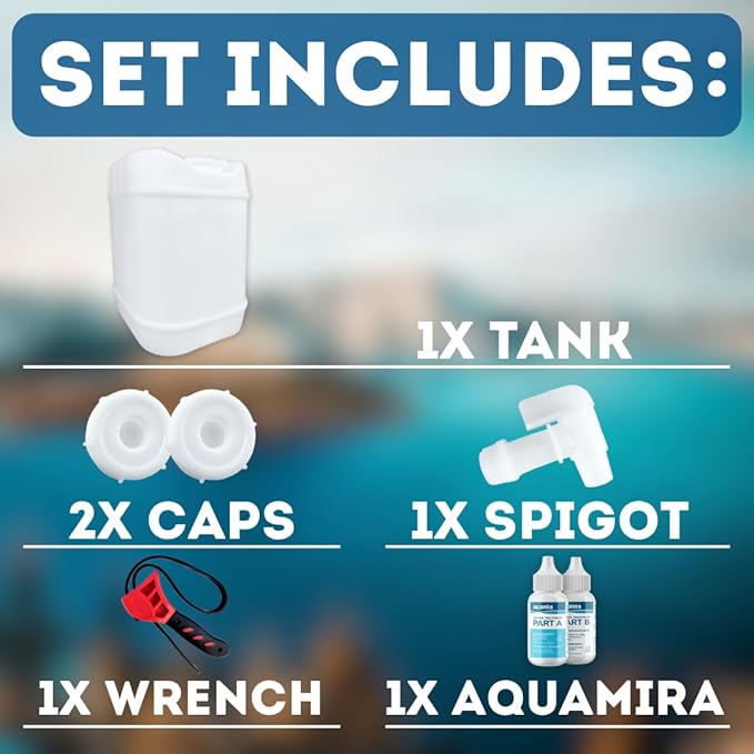 5-Gallon Stackable Water Storage Containers, Water Treatment,5 Gallons w/2 Lids + 1 Spigot, Easy Fill, Survial Supply Emergency Water Storage for Disaster Preparedness, 5 Gallon (1 Tank)
