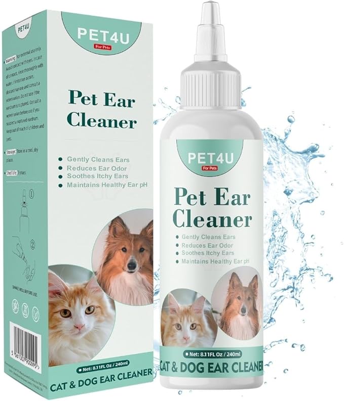 Dog & Cat Ear Cleaner Solution - 240ml - Gentle Ear Cleaner for Dogs & Cats - Soothes Itchy Ears, Removes Wax & Odor - Vet-Approved Ear Cleaning Solution for All Breeds - Easy to Use