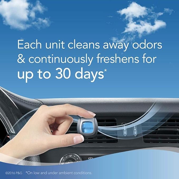 Febreze Car Air Fresheners, 2 Linen & Sky and 2 Hawaiian Aloha Scents, Odor Eliminator for Strong Odors (4 Count)