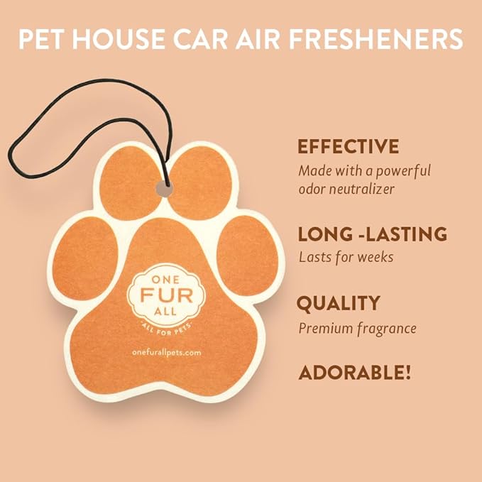 One Fur All Pet-Friendly Car Air Freshener - Pina Colada Pack of 4 - Non-Toxic, Long-Lasting Odor Eliminating Air Freshener for Small Spaces & Cars