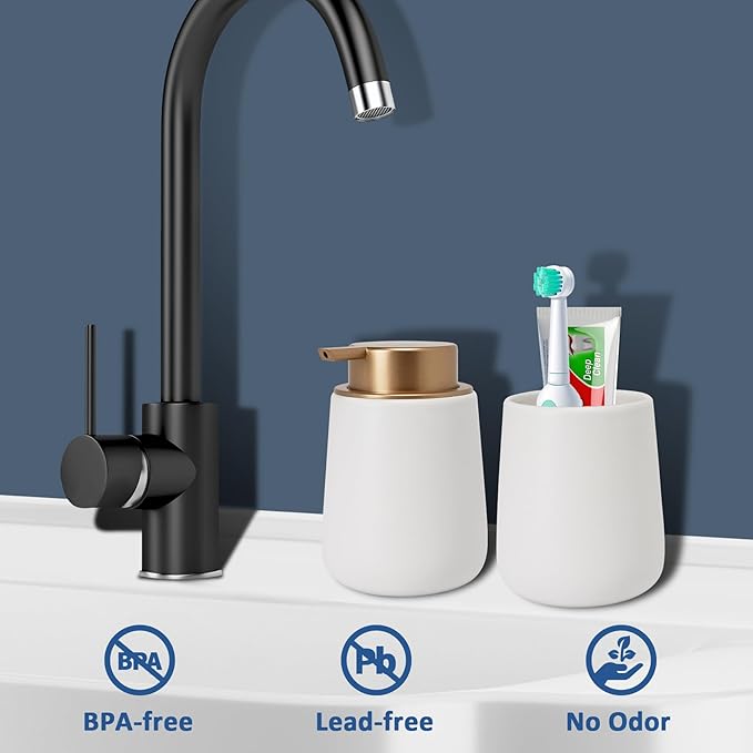 Soap Foaming Dispenser Ceramic with Easy-to-Press Pump Hand Foam Dispenser for Shampoo Bathroom Kitchen Hotel 12 oz