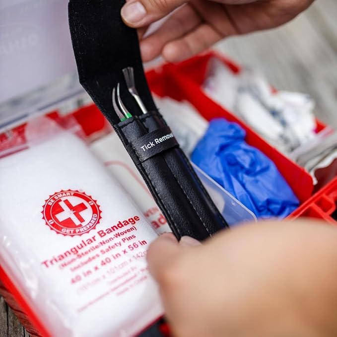 TickCheck Premium Tick Remover Kit - Stainless Steel Tick Remover + Tweezers, Leather Case, and Free Pocket Tick Identification Card (1)