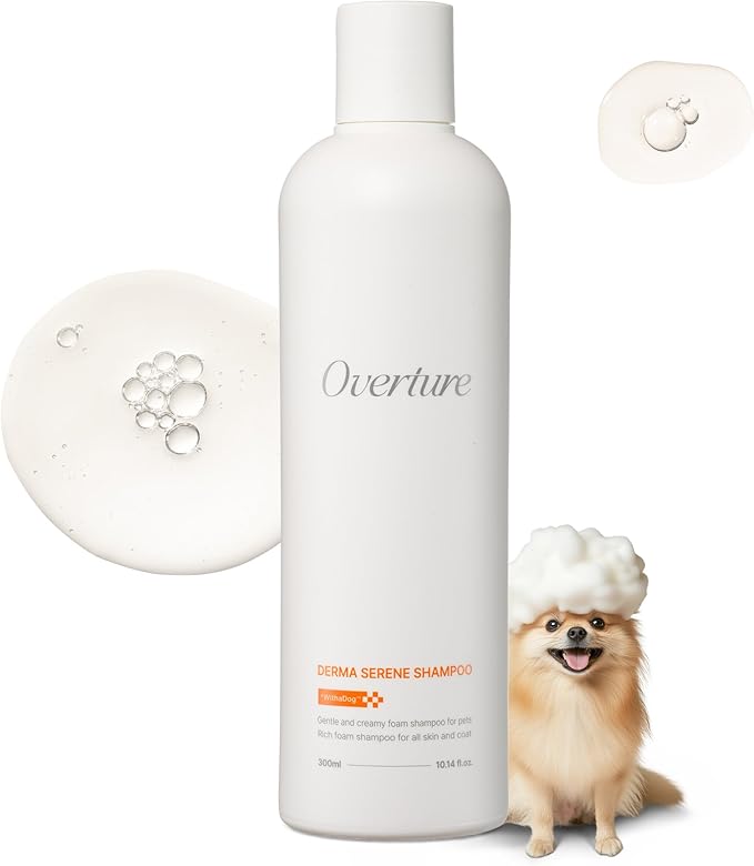 ODAC Overture Derma Serene Pet Shampoo, Gentle, Skin Friendly with Winter Cherry Root & Korean Patchouli, Rich Lather & Herbal Freshness, for Dogs & Cats, 10.14 fl oz Korea Beauty Pet Skincare