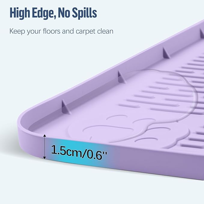 Pee Pad Holder for Dogs, 40" x 28" Silicone Pee Tray Mat Leak-Proof, High Edge, No Spill Pet Pad Holder for Puppy, Cat, Rabbit, Training Pads for Floor Protection, No Pee Pads (Purple)