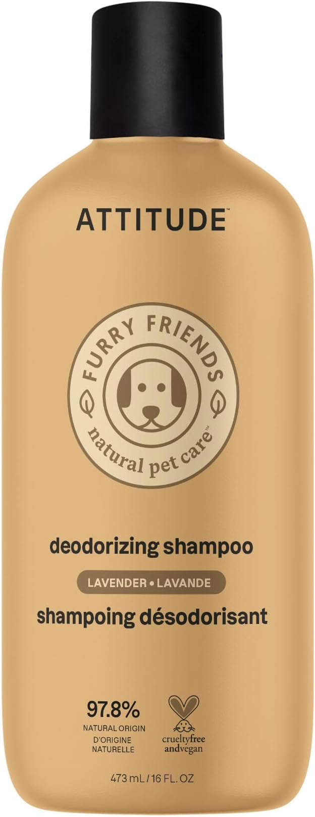 ATTITUDE Deodorizing Shampoo for Cat & Dog, Vegan and Cruelty-Free, Lavender, 16 Fl Oz