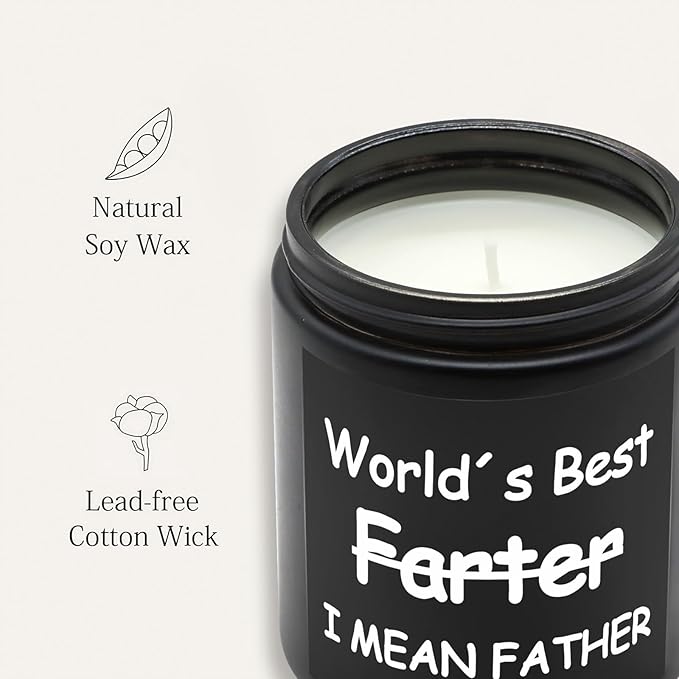 Lihome Gifts for Dad from Daughter Son - Funny Fathers Day & Birthday &Thanksgiving & Christmas Gifts, Natural Soy Wax Smoke Vanilla Scented Candle(7oz)