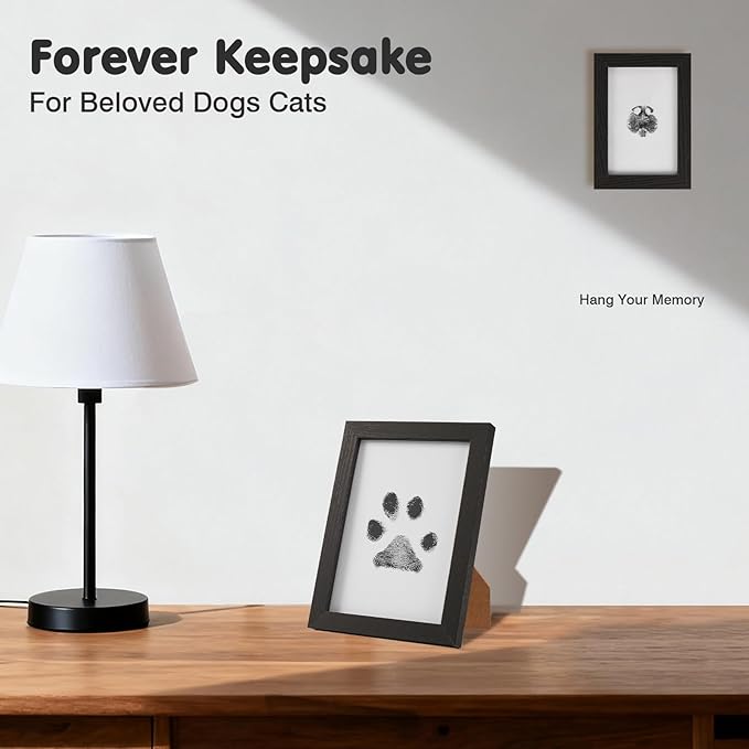 Inkless Paw Print Kit for Dogs,Cats & Babies - Clean Touch Dog Nose & Baby Handprint Kit,Mess Free Dog Paw Print Kit,1-Pcs Ink Pad & 1 Wooden Frame - Keepsake Gifts for Pet Lovers,New Moms