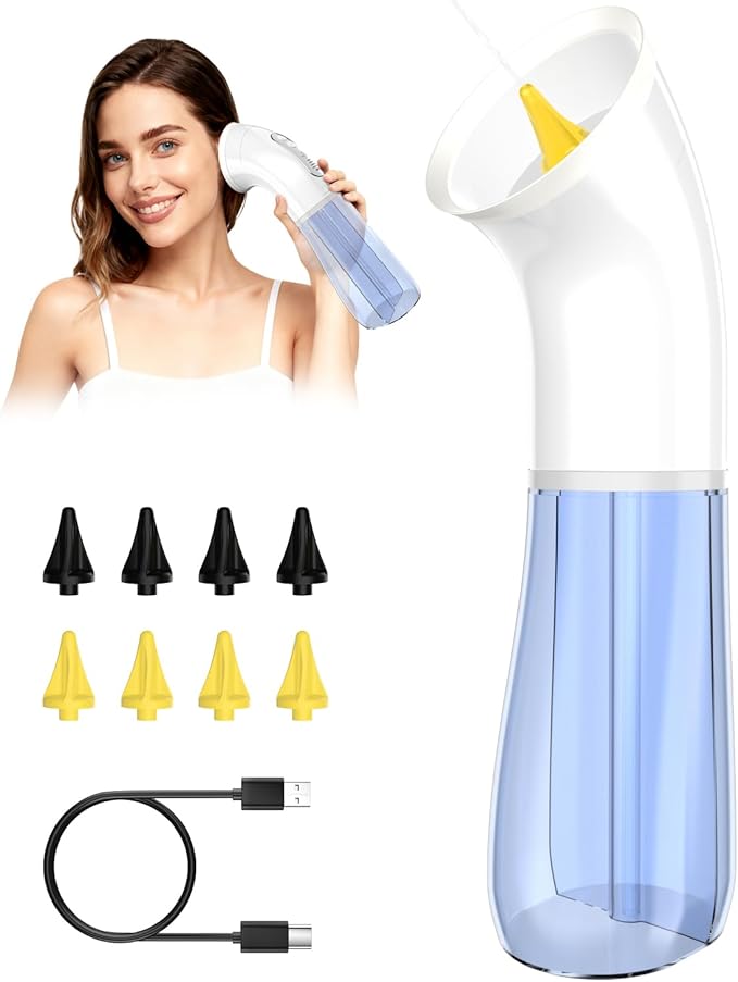 Upgraded Ear Wax Removal Kit, One Piece Waste Tank - Ear Irrigation Flushing System with 4 Modes & 8 Nozzles - IPX7, Safe and Effective Electric Ear Cleaner for Family Use, Type-C (White)