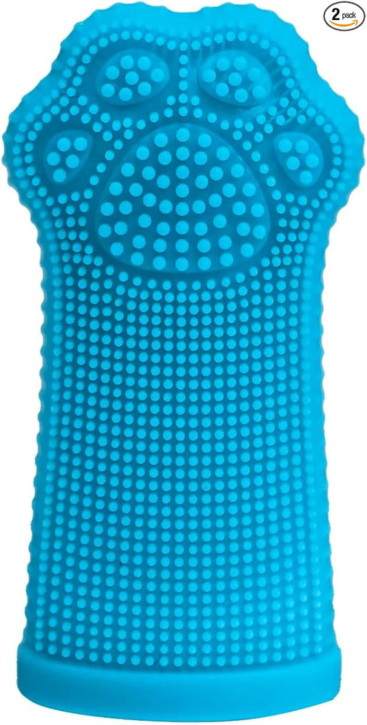 Dog Toothbrush PAW, 360 Tooth Brushing Kit, Cat Toothbrush, Dog Teeth Cleaning, Finger Tooth brush, Dental Care, Small & Large Pets, Toothpaste Not Included (Blue, 1 Count (Pack of 2))