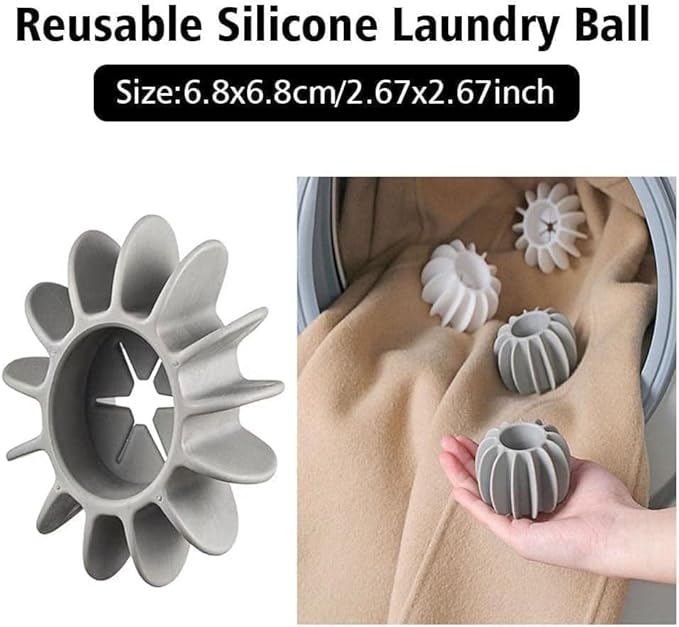 6Pcs Laundry Balls, Silicone Pet Hair Remover for Laundry, Reusable Lint and Hair Catcher for Washing Machines, Cat Dog Fur Remover Balls for Clothes