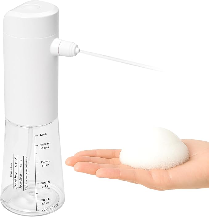 Airversa Electric Foaming Shampoo Dispenser Foam Sprayer 1100mAh IPX8 Shampoo Foamer for Woman Men Baby Kid Dog Cat ES1-White