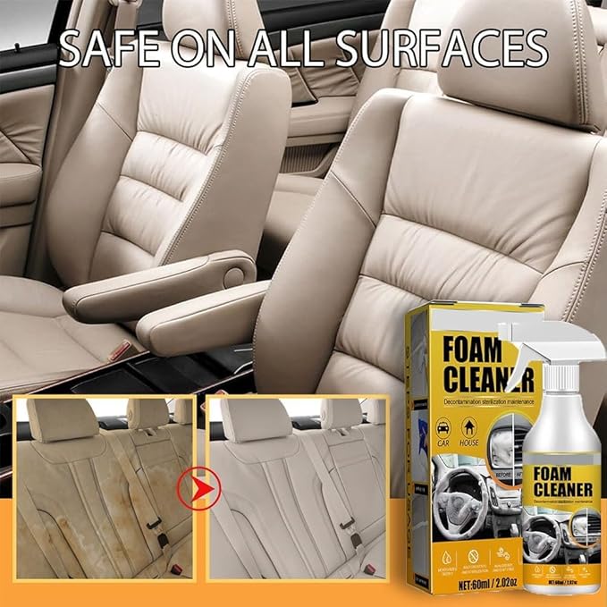 Multi-Purpose Foam Cleaner, 2025 New Multi-Purpose All Around Master Foam Cleaner Spray for Car Interior & Seats (2pcs)
