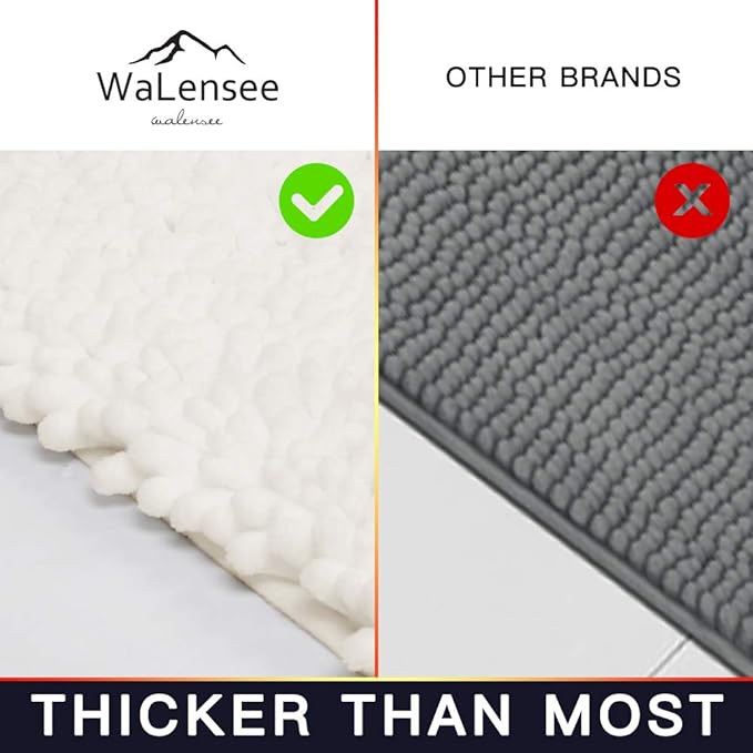Walensee Bathroom Rug Non Slip Bath Mat (32x20 Inch Ivory) Water Absorbent Super Soft Shaggy Machine Washable Dry Extra Thick Perfect Absorbant Best Large Plush Carpet for Shower Floor