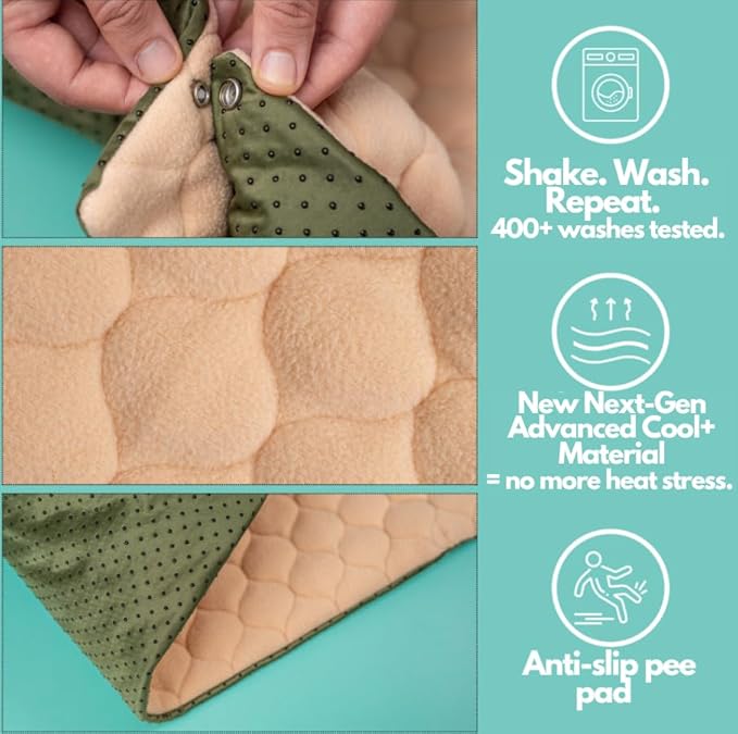 Hopp'd™ HutchLiner 2.0 Premium Guinea Pig Cage Liner Washable Fleece Bedding for Rabbits & Guinea Pigs | Waterproof, Odor Control, Cooling Mat, Anti-Slip Bunny Mat & Pee Pad | Midwest Cages (47x24)