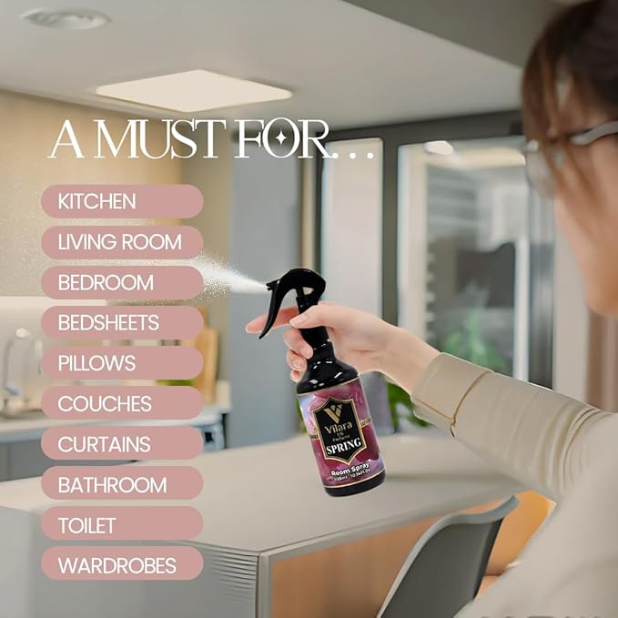 Room Spray Freshener - Long-Lasting Luxury Scents - Room and Linen Spray for Bedding, Sheets, Fabric, Furniture for Aromatherapy - 10.14 fl oz (Spring)
