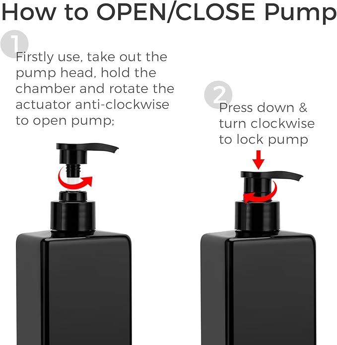 Suream Shampoo and Conditioner Dispenser Set, 3Pack 16.9oz Bathroom Countertop Soap Bottle with 4PCS lables, Plastic Refillable Dispenser with Pump for Kitchen, Office, Travel, Resturant, Black