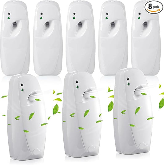 Automatic Air Freshener Spray Dispenser Home indoor Wall Mounted Automatic Spray Dispenser Air Freshener Spray, Commercial and Home Use, Bathroom, Hotel, Office and Public Area (White, 8 Pcs)