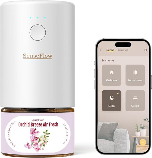 SF101S Smart Wi-Fi Waterless Ultrasonic Essential Oil Diffuser–100% Plant-Based,120-Day Natural Air Freshener & Aromatherapy scent Diffuser Covers 100㎡ for Home,Hotel-Orchid Breeze Air Fresh