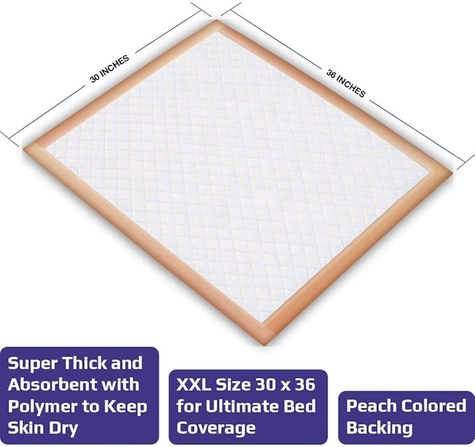 Inspire XL Super Absorbent Bed Pads for Chronic Incontinence 30 x 36 Ultra Thick 100 Grams (50 Count)