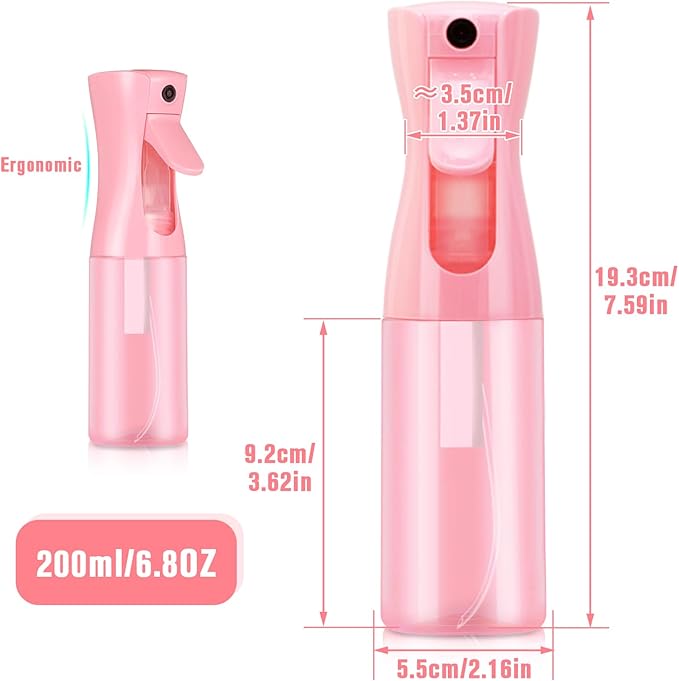 Two-pack Spray Bottles, Fine Mist Refillable Spray Water Bottles, All-Season Continuous Spray Bottles for Hair, Skin Care, Gardening, Pet Bathing, Travel, Cleaning & Home Use
